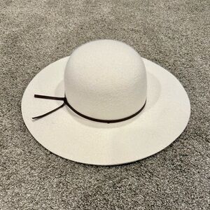 a new day - White Hat with Brown Band
